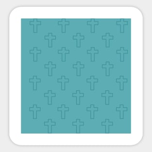 Teal Christian Cross Pattern Sticker